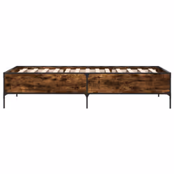 vidaXL Bed Frame Home Bed Base Mattress Foundation Engineered Wood and Metal - smoked oak, 100 x 200 cm - Additional view 4