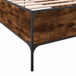 vidaXL Bed Frame Home Bed Base Mattress Foundation Engineered Wood and Metal - smoked oak, 100 x 200 cm - Additional view 6