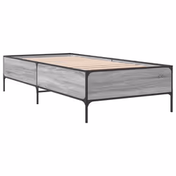 vidaXL Bed Frame Home Bed Base Mattress Foundation Engineered Wood and Metal - grey sonoma, 100 x 200 cm - Additional view 5