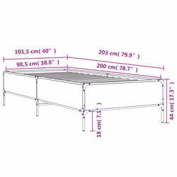 vidaXL Bed Frame Home Bed Base Mattress Foundation Engineered Wood and Metal - brown oak, 100 x 200 cm/ 44 cm - Additional view 3