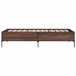 vidaXL Bed Frame Home Bed Base Mattress Foundation Engineered Wood and Metal - brown oak, 100 x 200 cm/ 44 cm - Additional view 4
