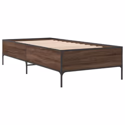 vidaXL Bed Frame Home Bed Base Mattress Foundation Engineered Wood and Metal - brown oak, 100 x 200 cm/ 44 cm - Additional view 5
