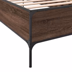 vidaXL Bed Frame Home Bed Base Mattress Foundation Engineered Wood and Metal - brown oak, 100 x 200 cm/ 44 cm - Additional view 6