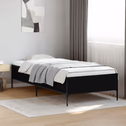 vidaXL Bed Frame Home Bed Base Mattress Foundation Engineered Wood and Metal - black, 90 x 200 cm/ 44 cm - Additional view 2