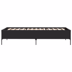 vidaXL Bed Frame Home Bed Base Mattress Foundation Engineered Wood and Metal - black, 90 x 200 cm/ 44 cm - Additional view 4