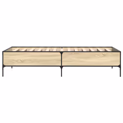 vidaXL Bed Frame Home Bed Base Mattress Foundation Engineered Wood and Metal - sonoma oak, 90 x 200 cm - Additional view 4