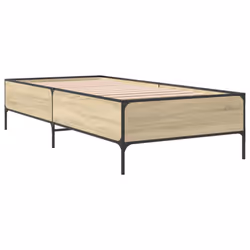 vidaXL Bed Frame Home Bed Base Mattress Foundation Engineered Wood and Metal - sonoma oak, 90 x 200 cm - Additional view 5