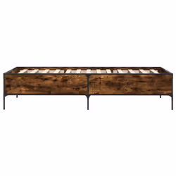 vidaXL Bed Frame Home Bed Base Mattress Foundation Engineered Wood and Metal - smoked oak, 90 x 200 cm/ 44 cm - Additional view 4