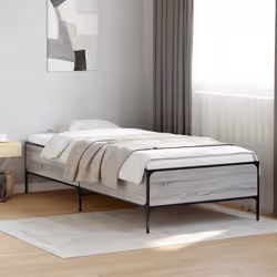 vidaXL Bed Frame Home Bed Base Mattress Foundation Engineered Wood and Metal - grey sonoma, 90 x 200 cm/ 44 cm - Additional view 2