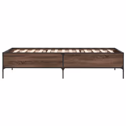 vidaXL Bed Frame Home Bed Base Mattress Foundation Engineered Wood and Metal - brown oak, 90 x 200 cm - Additional view 4