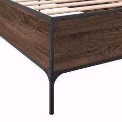vidaXL Bed Frame Home Bed Base Mattress Foundation Engineered Wood and Metal - brown oak, 90 x 200 cm - Additional view 6