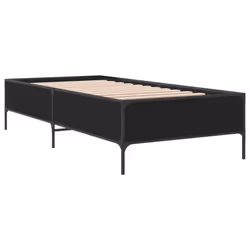 vidaXL Bed Frame Home Bed Base Mattress Foundation Engineered Wood and Metal - black, 90 x 190 cm - Additional view 5