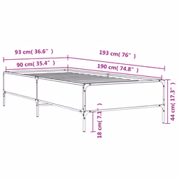 vidaXL Bed Frame Home Bed Base Mattress Foundation Engineered Wood and Metal - black, 90 x 190 cm - Additional view 8