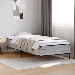 vidaXL Bed Frame Home Bed Base Mattress Foundation Engineered Wood and Metal - grey sonoma, 90 x 190 cm - Additional view 2