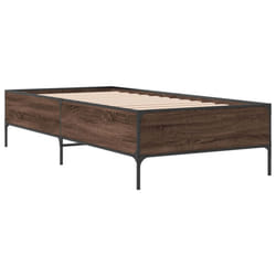 vidaXL Bed Frame Home Bed Base Mattress Foundation Engineered Wood and Metal - brown oak, 90 x 190 cm