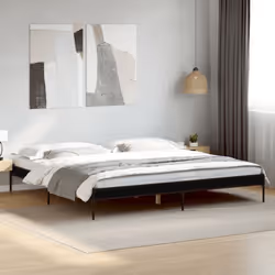 vidaXL Bed Frame Home Bed Base Mattress Foundation Engineered Wood and Metal - black, 200 x 200 cm/ 30 cm - Additional view 2