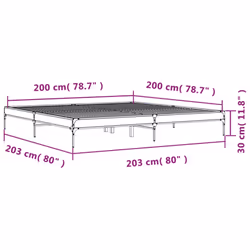 vidaXL Bed Frame Home Bed Base Mattress Foundation Engineered Wood and Metal - black, 200 x 200 cm/ 30 cm - Additional view 3