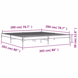 vidaXL Bed Frame Home Bed Base Mattress Foundation Engineered Wood and Metal - sonoma oak, 200 x 200 cm/ 30 cm - Additional view 8