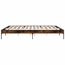 vidaXL Bed Frame Home Bed Base Mattress Foundation Engineered Wood and Metal - smoked oak, 200 x 200 cm - Additional view 4