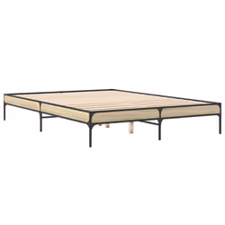 vidaXL Bed Frame Home Bed Base Mattress Foundation Engineered Wood and Metal - sonoma oak, 160 x 200 cm - Additional view 5