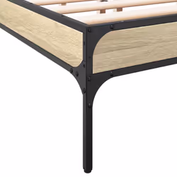 vidaXL Bed Frame Home Bed Base Mattress Foundation Engineered Wood and Metal - sonoma oak, 160 x 200 cm - Additional view 6