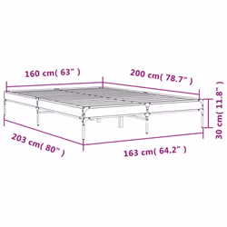 vidaXL Bed Frame Home Bed Base Mattress Foundation Engineered Wood and Metal - brown oak, 160 x 200 cm - Additional view 8