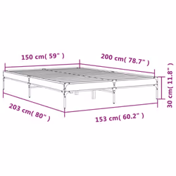 vidaXL Bed Frame Home Bed Base Mattress Foundation Engineered Wood and Metal - black, 150 x 200 cm