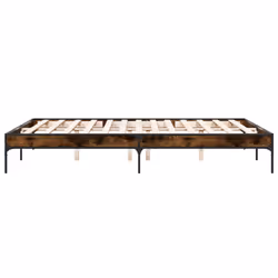 vidaXL Bed Frame Home Bed Base Mattress Foundation Engineered Wood and Metal - smoked oak, 150 x 200 cm/ 30 cm - Additional view 4