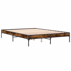 vidaXL Bed Frame Home Bed Base Mattress Foundation Engineered Wood and Metal - smoked oak, 150 x 200 cm/ 30 cm - Additional view 5