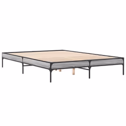 vidaXL Bed Frame Home Bed Base Mattress Foundation Engineered Wood and Metal - grey sonoma, 150 x 200 cm/ 30 cm - Additional view 5