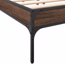 vidaXL Bed Frame Home Bed Base Mattress Foundation Engineered Wood and Metal - brown oak, 150 x 200 cm/ 30 cm - Additional view 6