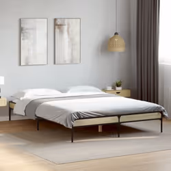 vidaXL Bed Frame Home Bed Base Mattress Foundation Engineered Wood and Metal - sonoma oak, 140 x 200 cm - Additional view 2