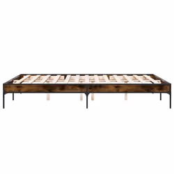 vidaXL Bed Frame Home Bed Base Mattress Foundation Engineered Wood and Metal - smoked oak, 140 x 200 cm - Additional view 4