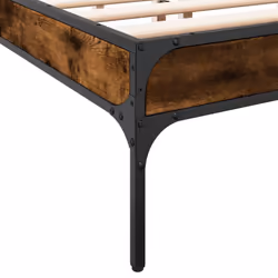 vidaXL Bed Frame Home Bed Base Mattress Foundation Engineered Wood and Metal - smoked oak, 140 x 200 cm - Additional view 6
