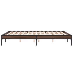 vidaXL Bed Frame Home Bed Base Mattress Foundation Engineered Wood and Metal - brown oak, 140 x 200 cm/ 30 cm - Additional view 4