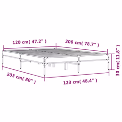 vidaXL Bed Frame Home Bed Base Mattress Foundation Engineered Wood and Metal - black, 120 x 200 cm/ 30 cm - Additional view 8