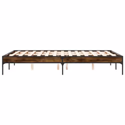 vidaXL Bed Frame Home Bed Base Mattress Foundation Engineered Wood and Metal - smoked oak, 120 x 200 cm/ 30 cm - Additional view 4