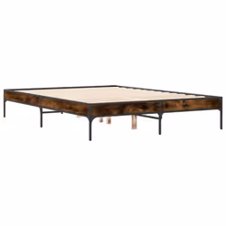 vidaXL Bed Frame Home Bed Base Mattress Foundation Engineered Wood and Metal - smoked oak, 120 x 200 cm/ 30 cm - Additional view 5