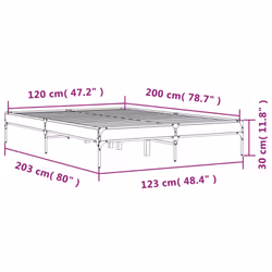 vidaXL Bed Frame Home Bed Base Mattress Foundation Engineered Wood and Metal - smoked oak, 120 x 200 cm/ 30 cm - Additional view 8