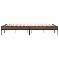vidaXL Bed Frame Home Bed Base Mattress Foundation Engineered Wood and Metal - brown oak, 120 x 200 cm/ 30 cm - Additional view 4