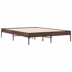vidaXL Bed Frame Home Bed Base Mattress Foundation Engineered Wood and Metal - brown oak, 120 x 200 cm/ 30 cm - Additional view 5
