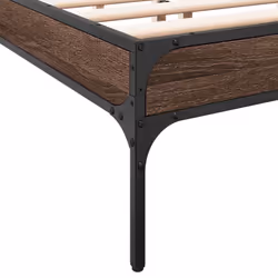 vidaXL Bed Frame Home Bed Base Mattress Foundation Engineered Wood and Metal - brown oak, 120 x 200 cm/ 30 cm - Additional view 6