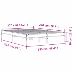 vidaXL Bed Frame Home Bed Base Mattress Foundation Engineered Wood and Metal - brown oak, 120 x 200 cm/ 30 cm - Additional view 8
