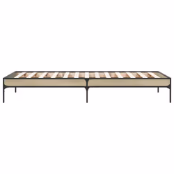 vidaXL Bed Frame Home Bed Base Mattress Foundation Engineered Wood and Metal - sonoma oak, 100 x 200 cm - Additional view 4