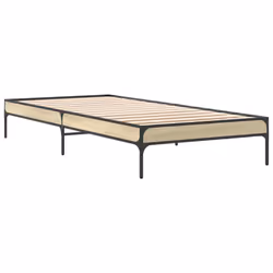 vidaXL Bed Frame Home Bed Base Mattress Foundation Engineered Wood and Metal - sonoma oak, 100 x 200 cm - Additional view 5