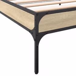 vidaXL Bed Frame Home Bed Base Mattress Foundation Engineered Wood and Metal - sonoma oak, 100 x 200 cm - Additional view 6
