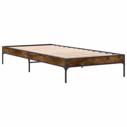 vidaXL Bed Frame Home Bed Base Mattress Foundation Engineered Wood and Metal - smoked oak, 100 x 200 cm/ 30 cm