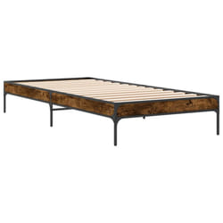 vidaXL Bed Frame Home Bed Base Mattress Foundation Engineered Wood and Metal - smoked oak, 100 x 200 cm/ 30 cm