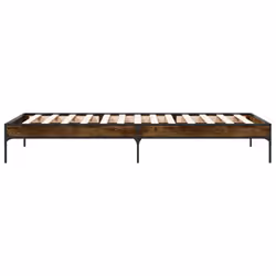 vidaXL Bed Frame Home Bed Base Mattress Foundation Engineered Wood and Metal - smoked oak, 100 x 200 cm/ 30 cm - Additional view 4