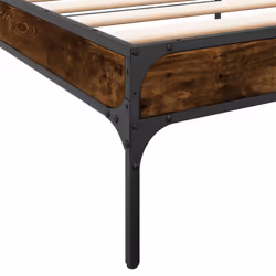 vidaXL Bed Frame Home Bed Base Mattress Foundation Engineered Wood and Metal - smoked oak, 100 x 200 cm/ 30 cm - Additional view 6